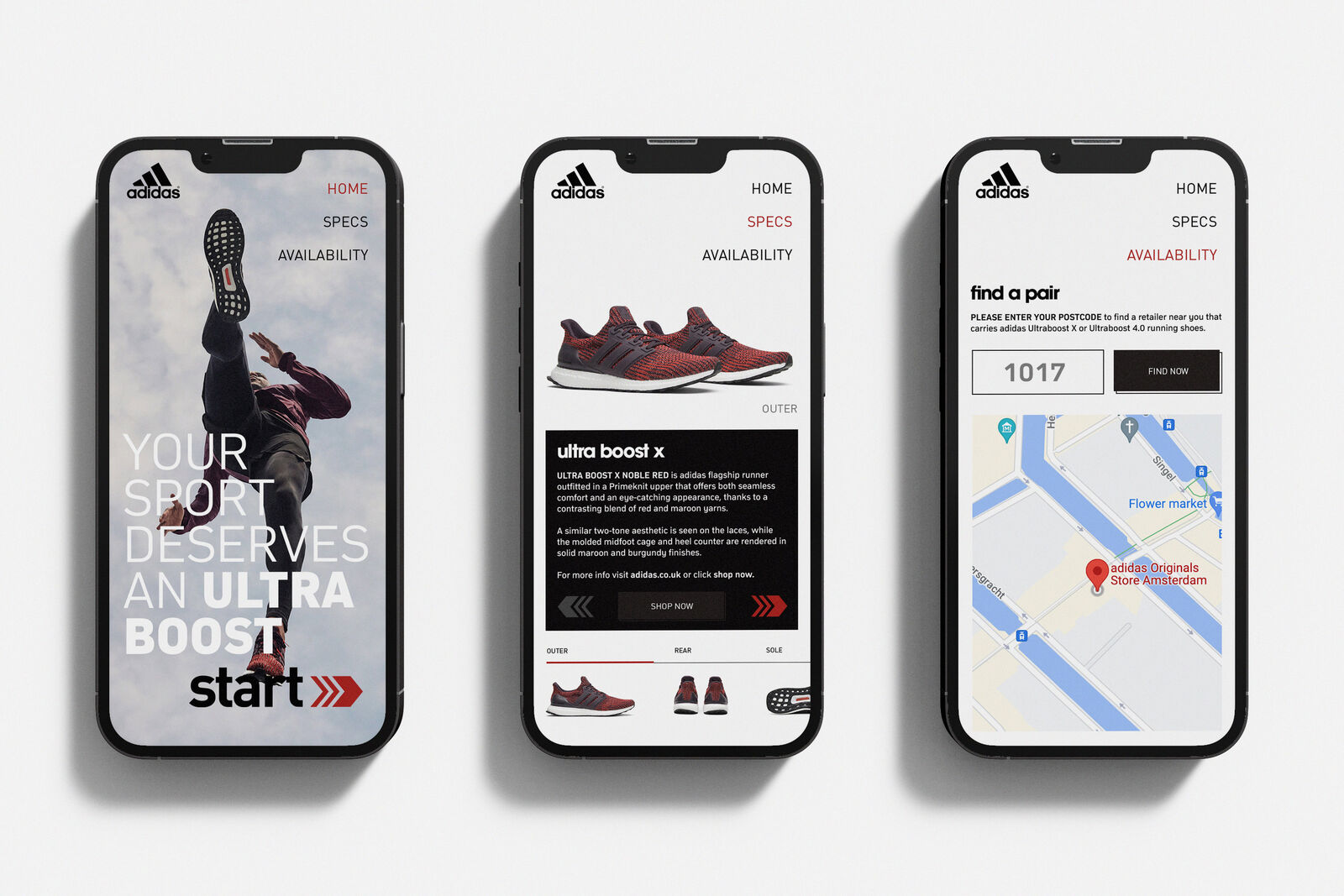 adidas Ultra Boost 4.0 microsite, mobile