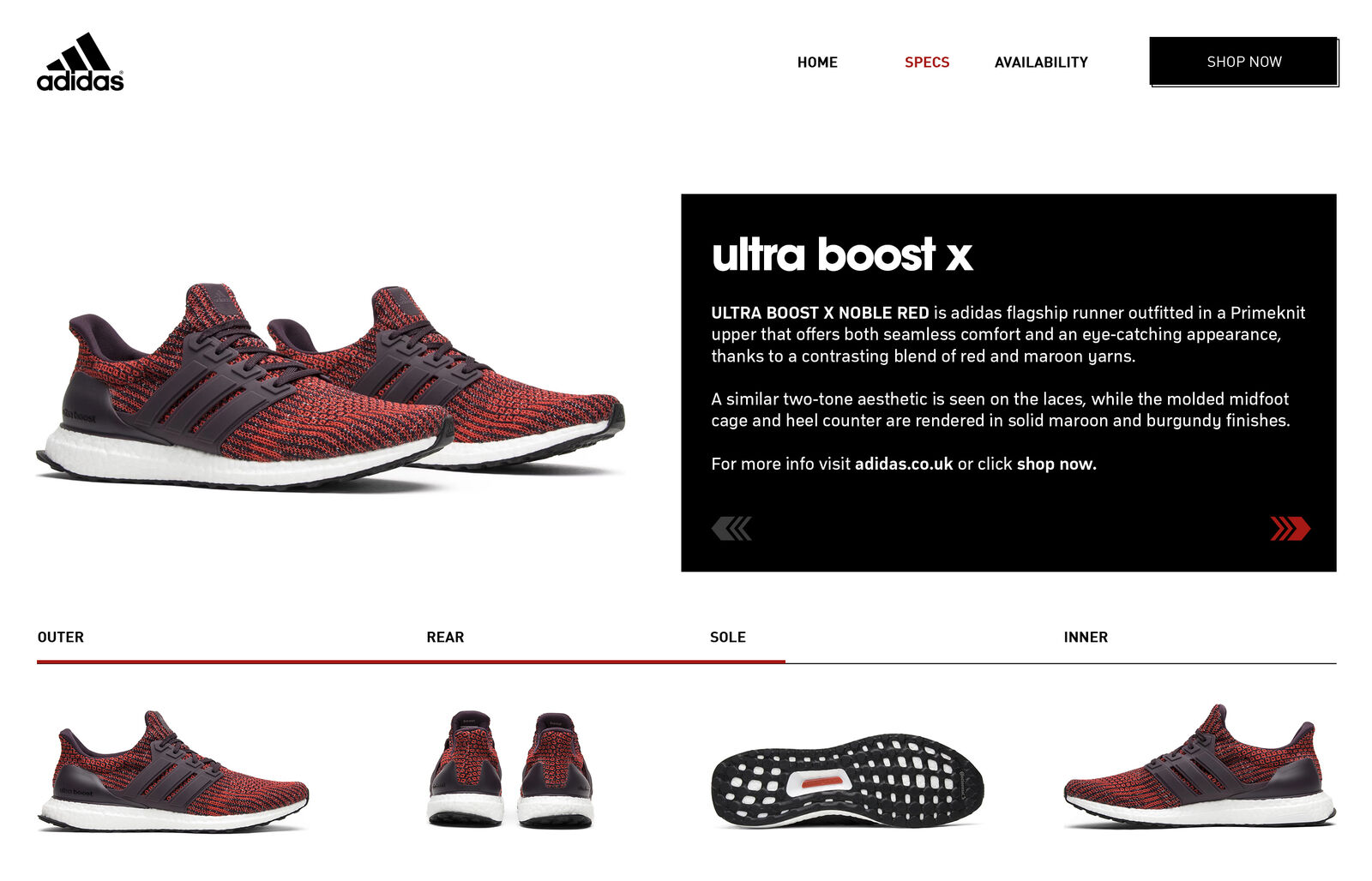 adidas Ultra Boost 4.0 microsite, desktop 2